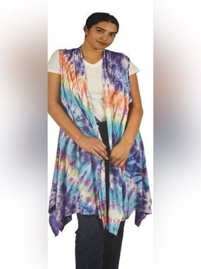1X/2X.  Sacred Threads Multicolor Tie-Dye Vest. 225316.  CL/GR12